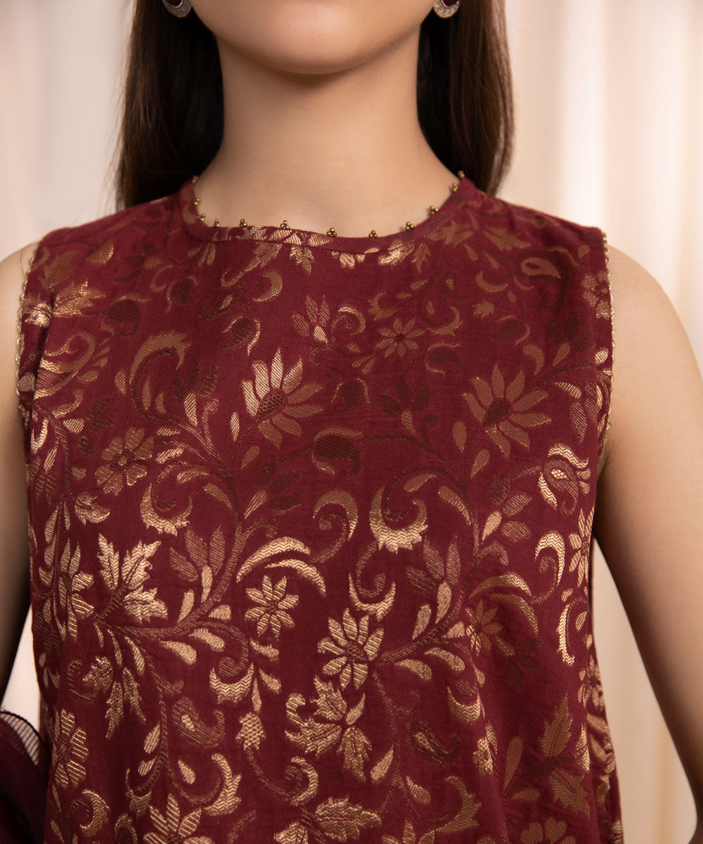 3 Piece - Embroidered Jacquard Suit
