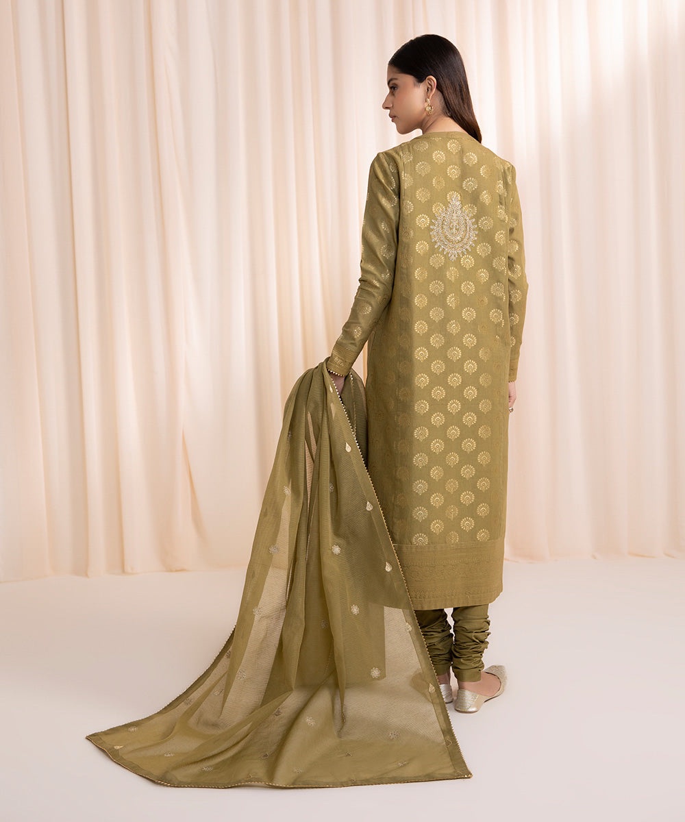 3 Piece - Embroidered Jacquard Suit