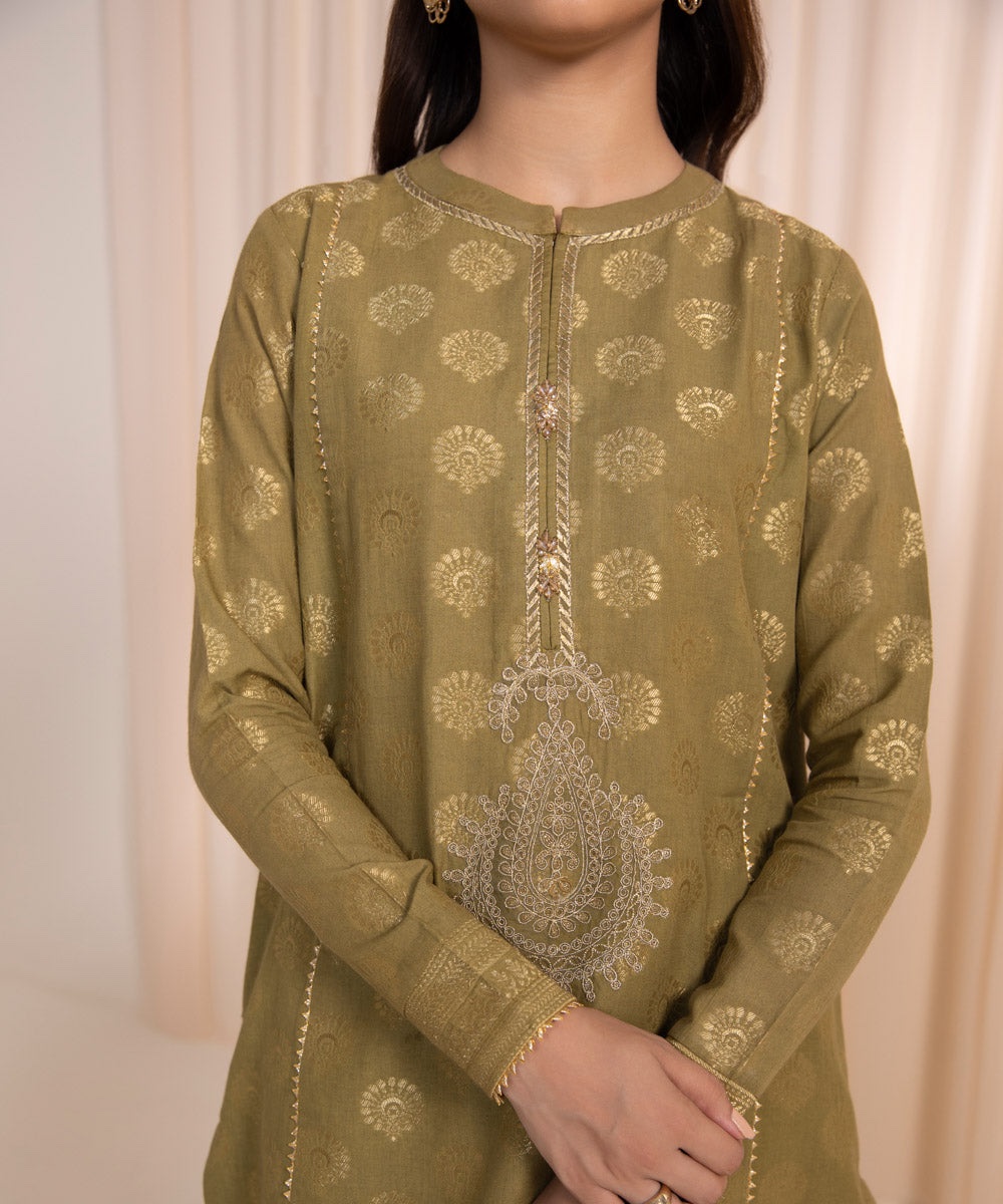 3 Piece - Embroidered Jacquard Suit