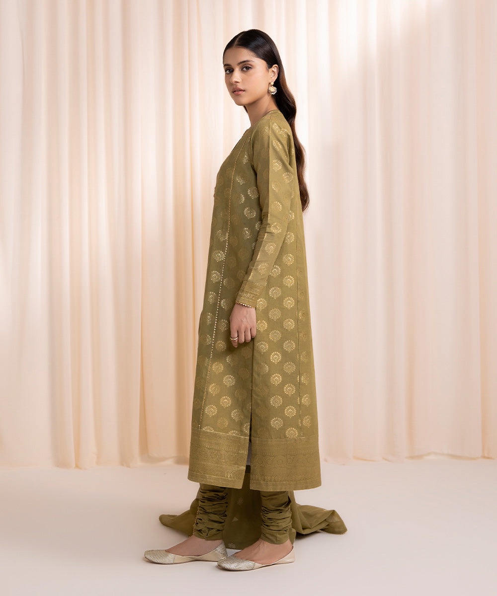 3 Piece - Embroidered Jacquard Suit