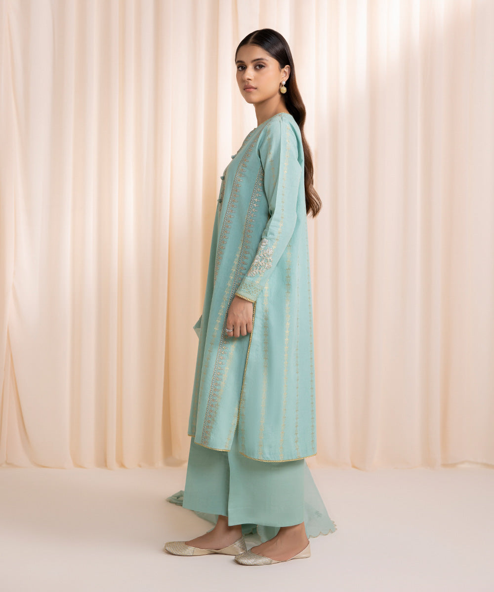 3 Piece - Embroidered Jacquard Suit
