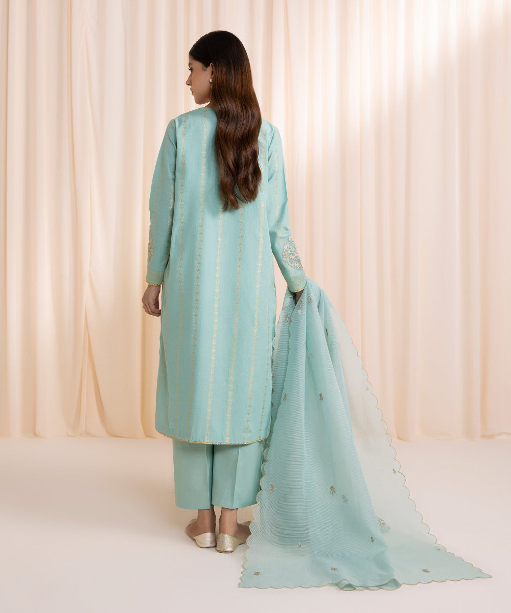 3 Piece - Embroidered Jacquard Suit