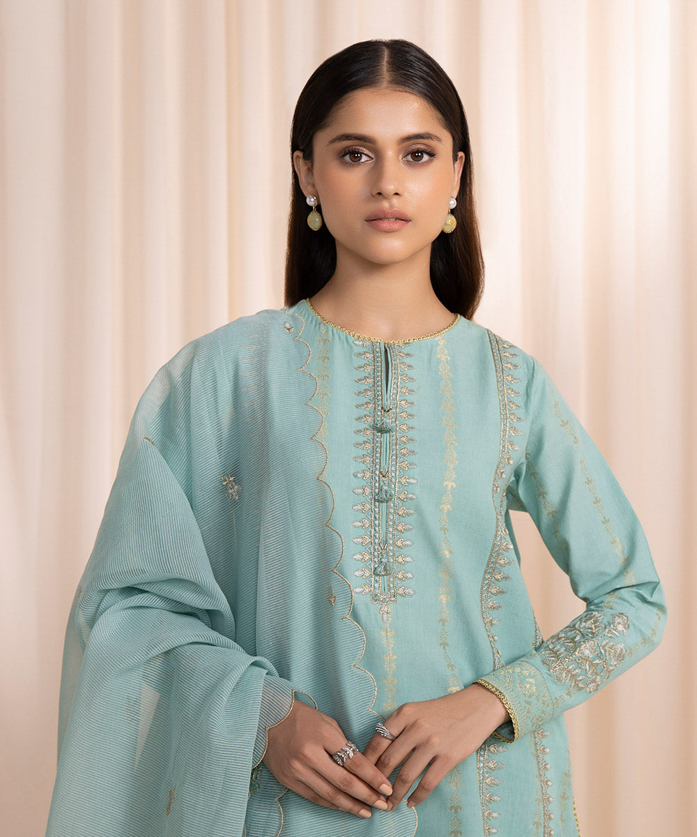 3 Piece - Embroidered Jacquard Suit