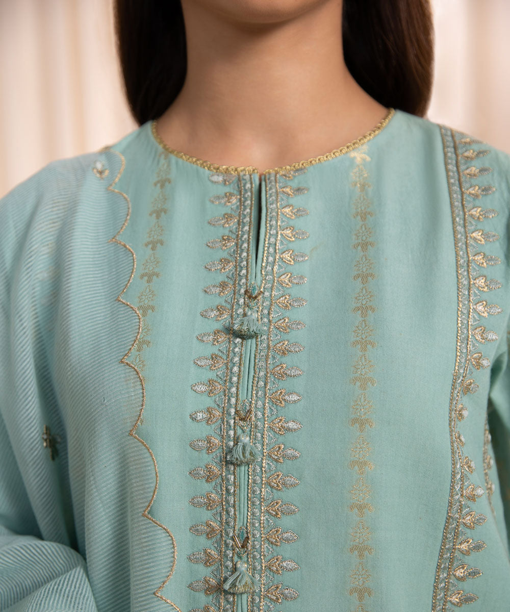 3 Piece - Embroidered Jacquard Suit