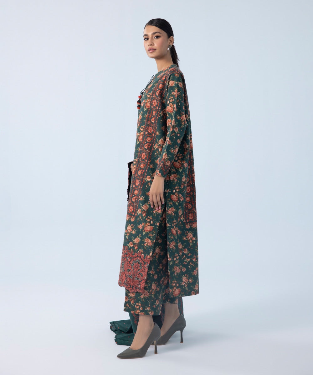 3 Piece - Embroidered Khaddar Suit