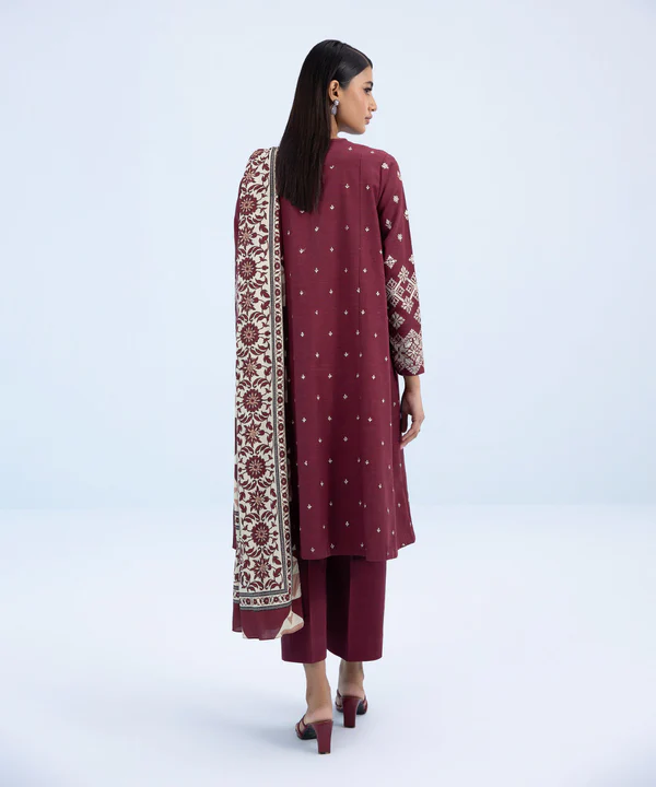 3 Piece - Embroidered Khaddar Suit