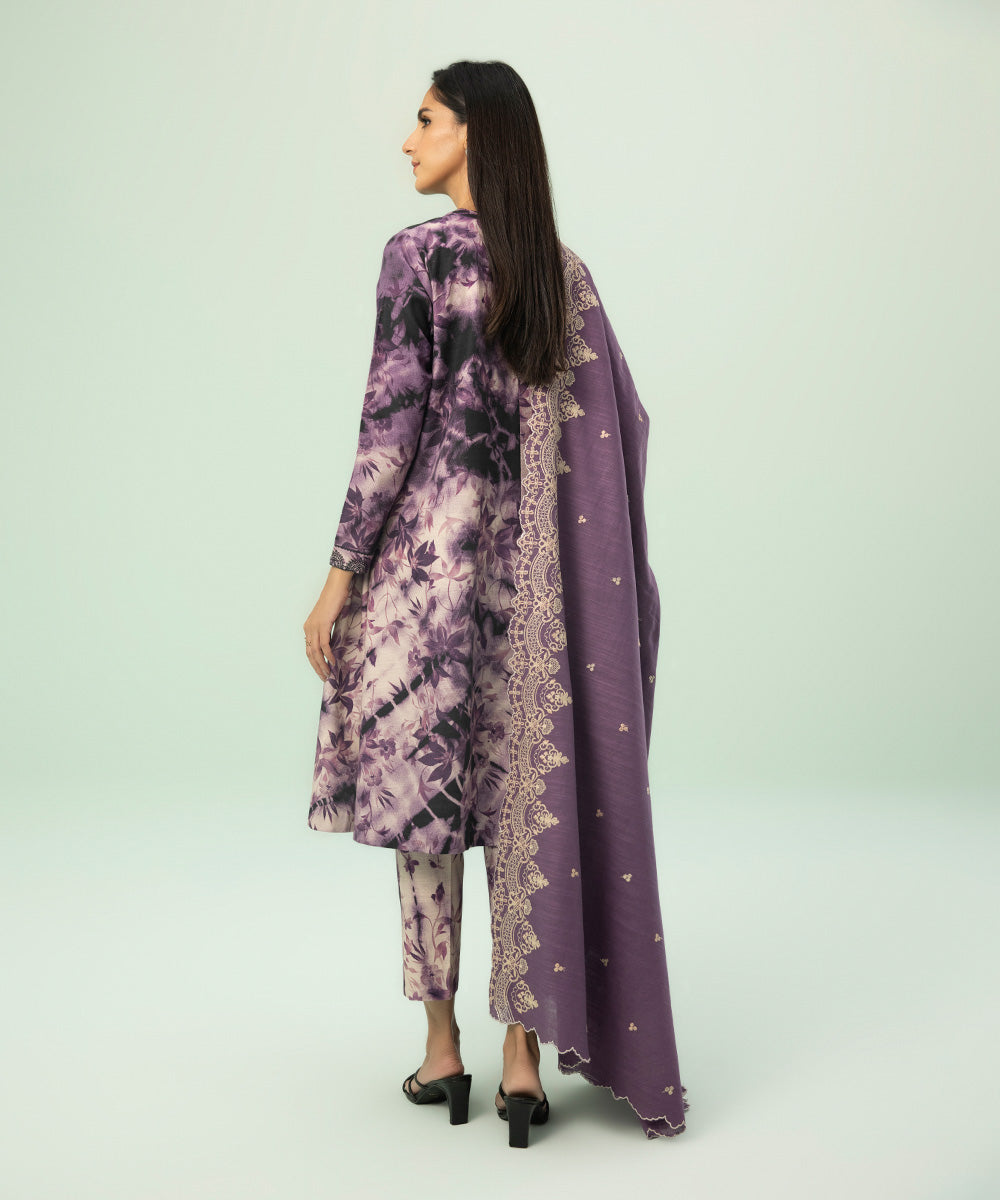 3 Piece - Embroidered Khaddar Suit