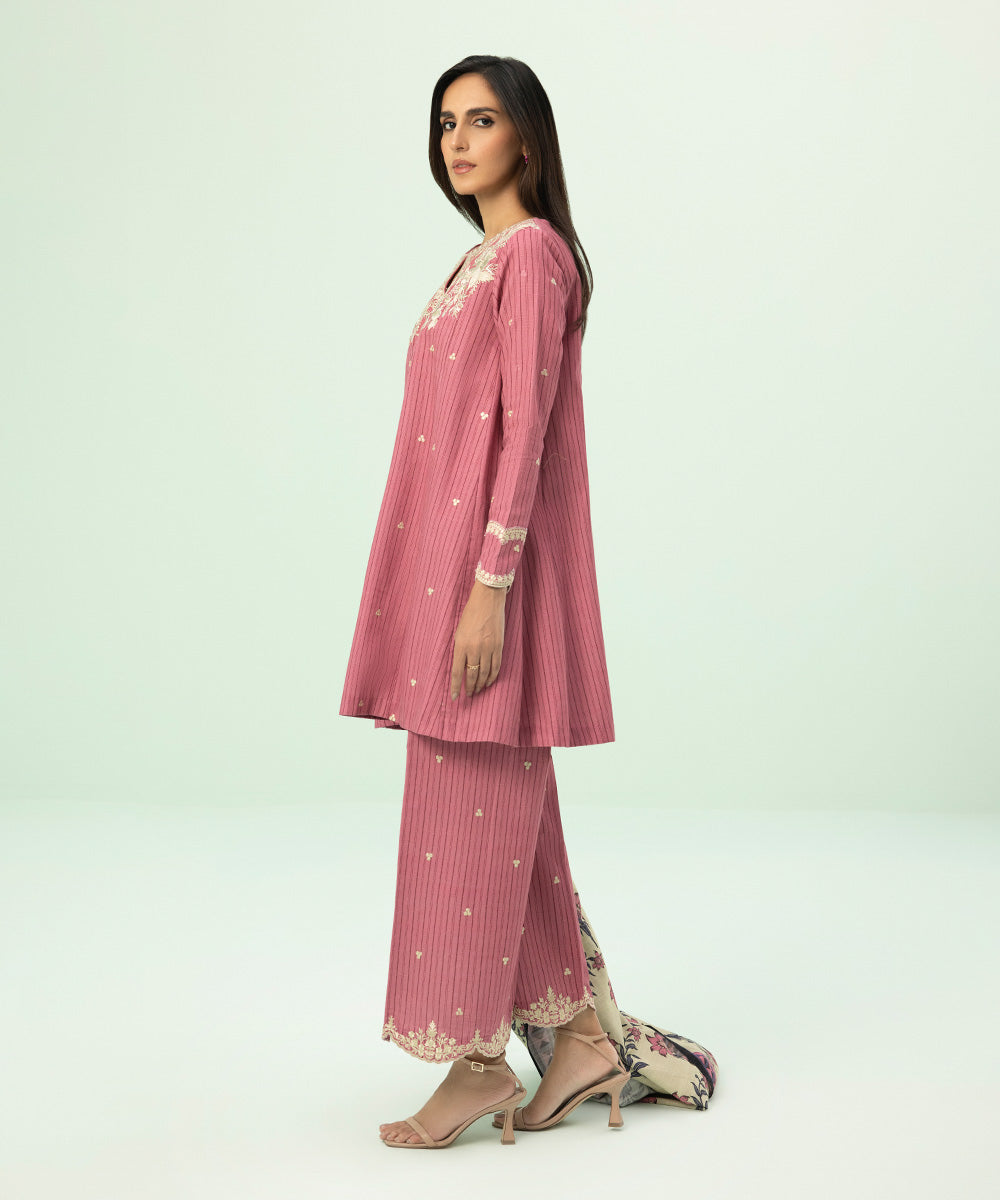 3 Piece - Embroidered Khaddar Suit