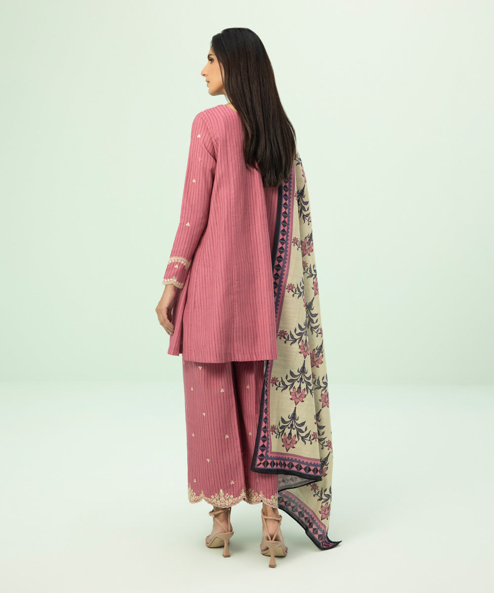 3 Piece - Embroidered Khaddar Suit