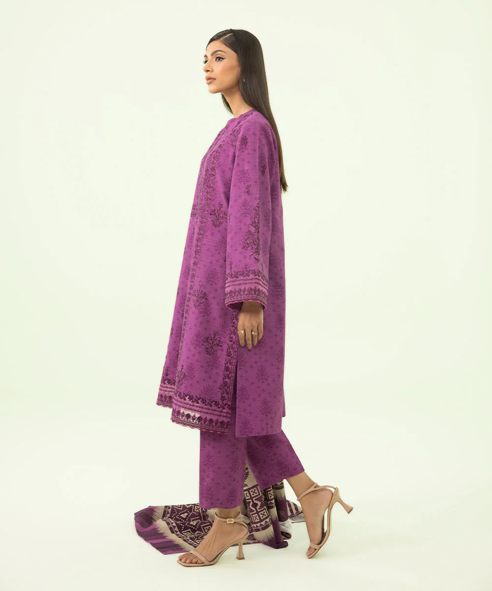 3 Piece - Embroidered Khaddar Suit
