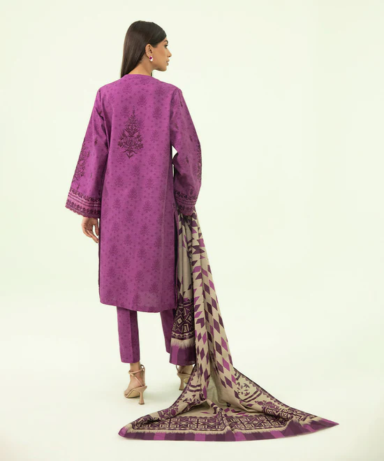 3 Piece - Embroidered Khaddar Suit