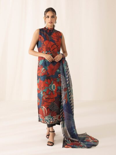 3 Piece - Printed Silk Suit