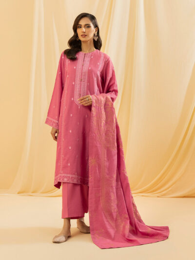 2 Piece - Dyed Embroidered Cotton Dobby Suit