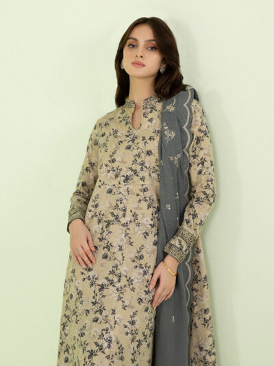 3 Piece - Embroidered Dobby Suit