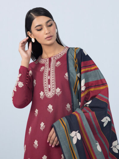 3 Piece - Emboidered Dobby Suit