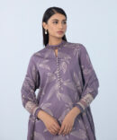 3 Piece - Embroidered Cotton Satin Suit