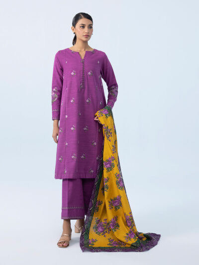 3 Piece - Embroidered Khaddar Suit
