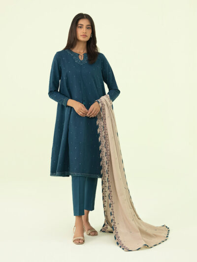 3 Piece - Embroidered Cotton Karandi Suit