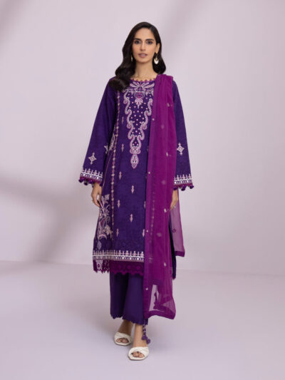 3 Piece - Embroidered Self Jacquard Suit