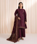 3 Piece - Embroidered Khaddar Suit
