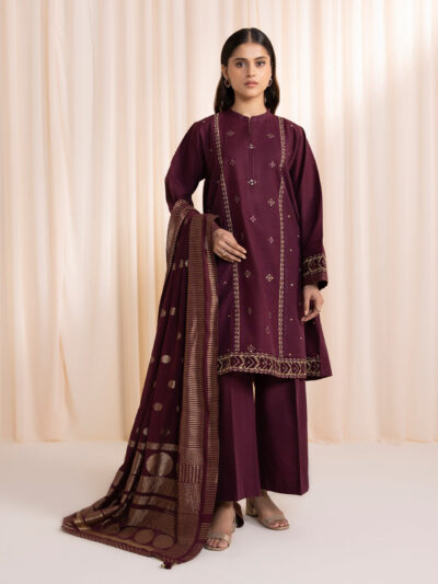 3 Piece - Embroidered Khaddar Suit