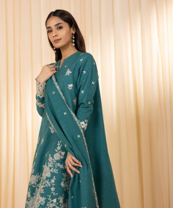 3 Piece - Embroidered Khaddar Suit