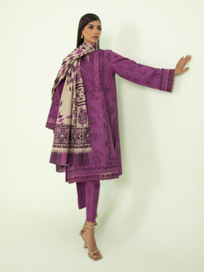 3 Piece - Embroidered Light Khaddar Suit