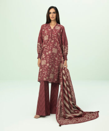 3 Piece - Embroidered Light Khaddar Suit