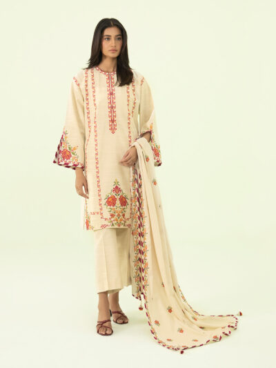 3 Piece - Embroidered Light Khaddar Suit