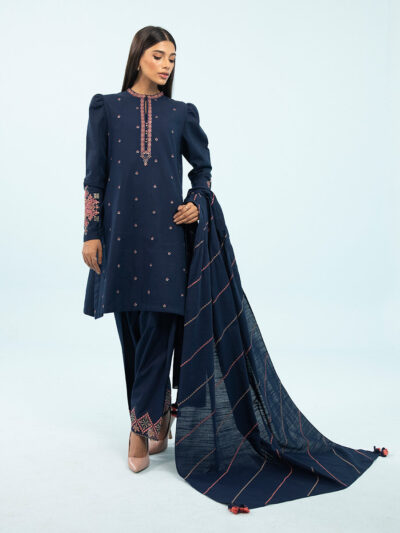 3 Piece - Embroidered Khaddar Suit