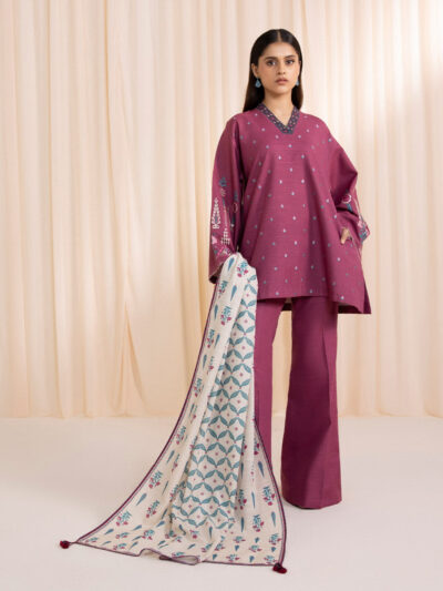 3 Piece - Embroidered Khaddar Suit
