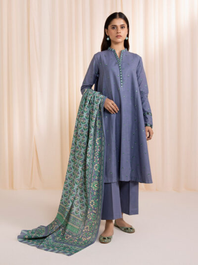 3 Piece - Embroidered Khaddar Suit