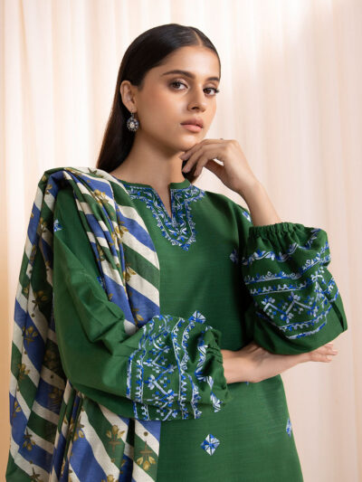 3 Piece - Embroidered Khaddar Suit