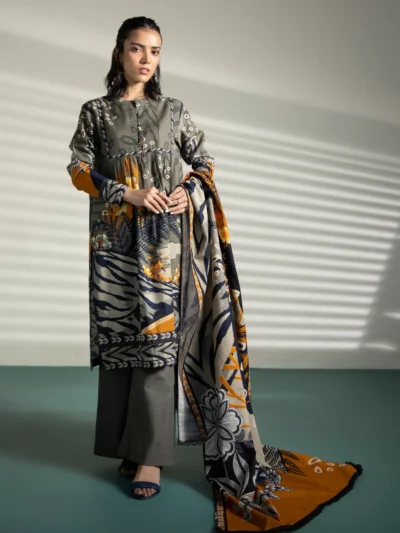 3 Piece - Printed Khaddar Suit