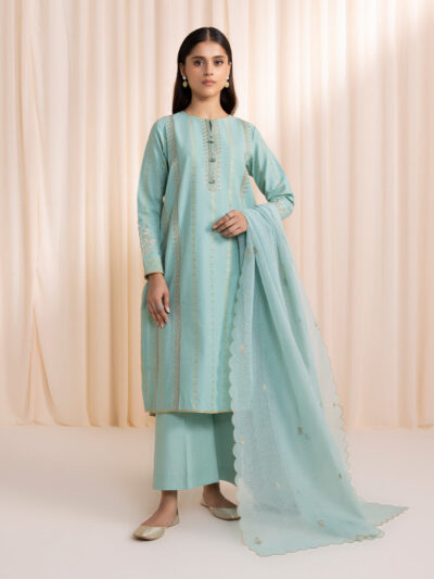 3 Piece - Embroidered Jacquard Suit