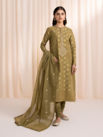 3 Piece - Embroidered Jacquard Suit