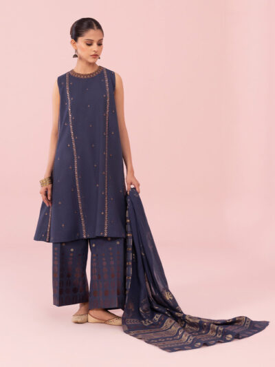 3 Piece - Embroidered Dobby Suit