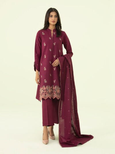 3 Piece - Embroidered Light Khaddar Suit