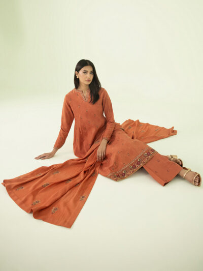 3 PIECE - EMBROIDERED SELF JACQUARD SUIT