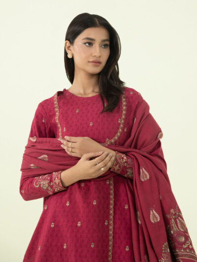 3 PIECE - EMBROIDERED SELF JACQUARD SUIT