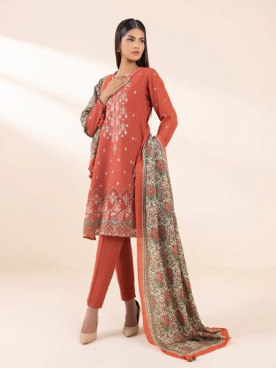 3 Piece - Embroidered Khaddar Suit