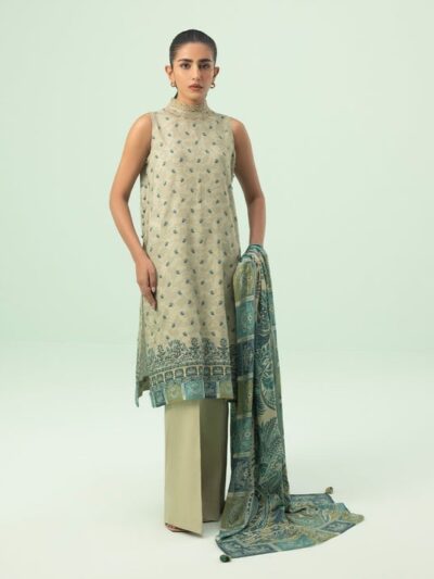 3 Piece - Embroidered Linen Suit