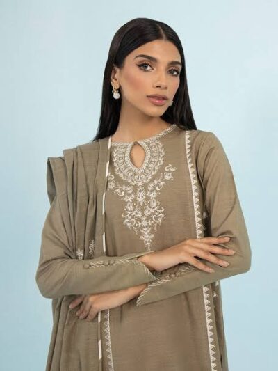 3 Piece - Embroidered Cambric Suit