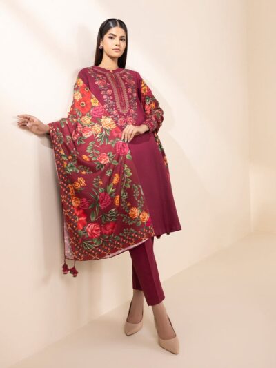 3 Piece - Embroidered Khaddar Suit
