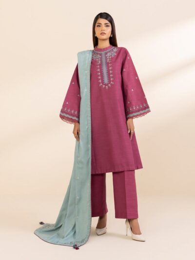 3 Piece - Embroidered Light Khaddar Suit